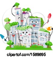 Poster, Art Print Of Building Characters With Green Garden Roof Tops