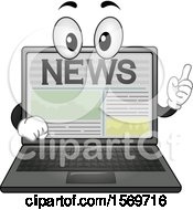 Poster, Art Print Of Laptop Mascot Character With News On The Screen