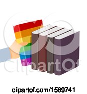 Clipart Of A Hand Reaching For A Colorful Book Royalty Free Vector Illustration