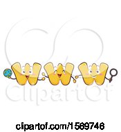 Clipart Of A Www Characters Holding A Globe And Magnifying Glass Royalty Free Vector Illustration