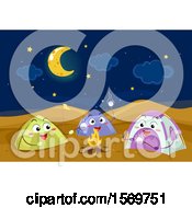 Clipart Of A Group Of Tent Characters Around A Camp Fire Royalty Free Vector Illustration