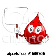 Poster, Art Print Of Blood Drop Character Holding A Blank Sign