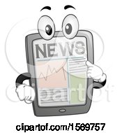 Clipart Of A Tablet Computer Mascot Character With News On The Screen Royalty Free Vector Illustration by BNP Design Studio