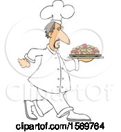 Poster, Art Print Of White Male Chef Walking With A Platter Of Potatoes
