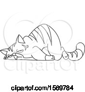 Poster, Art Print Of Lineart Exhausted Tabby Cat