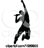 Clipart Of A Silhouetted Male Singer Royalty Free Vector Illustration