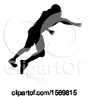 Poster, Art Print Of Silhouetted Football Player With A Reflection Or Shadow On A White Background