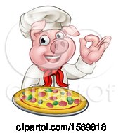 Poster, Art Print Of Chef Pig Holding A Pizza And Gesturing Perfect