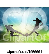 Clipart Of Silhouetted Soccer Players In Action Royalty Free Vector Illustration