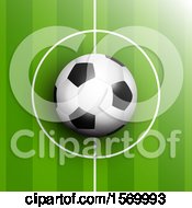Poster, Art Print Of 3d Soccer Ball In The Center Point Of Pitch