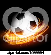 Poster, Art Print Of 3d Soccer Ball And Glowing Lights