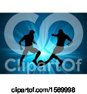Clipart Of Silhouetted Soccer Players In Action Royalty Free Vector Illustration