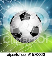 Poster, Art Print Of 3d Soccer Ball Flying Into A Goal Net