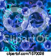 Clipart Of A Background Of 3d Microscopic Virus Cells Royalty Free Illustration