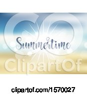 Clipart Of A Sunny Sunset Sky With Summertime Text Royalty Free Vector Illustration