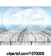 Clipart Of A 3d Wood Surface Over The Ocean Royalty Free Illustration by KJ Pargeter