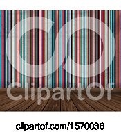 Poster, Art Print Of 3d Wood Floor Meeting A Striped Wall
