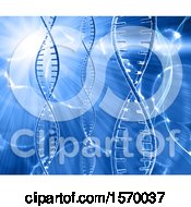 Clipart Of A 3d Background Of Dna Strands On Blue Royalty Free Illustration