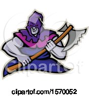 Mascot Of A Hooded Medieval Executioner Holding An Axe
