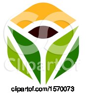 Clipart Of A Green Brown And Orange Abstract Tea Leaf Design Royalty Free Vector Illustration