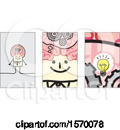 Clipart Of A Trio Of Zoomed In Sections Of A Stick Mans Brain Royalty Free Vector Illustration by NL shop