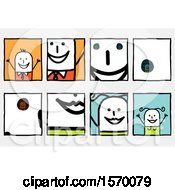 Clipart Of Zoomed In Sections Of Smiles Of A Stick Man And Woman Royalty Free Vector Illustration