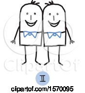 Clipart Of Gemini Horoscope Astrology Zodiac Stick Men As Twins Royalty Free Vector Illustration by NL shop