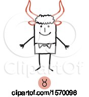 Clipart Of A Taurus Horoscope Astrology Zodiac Stick Man As A Bull Royalty Free Vector Illustration
