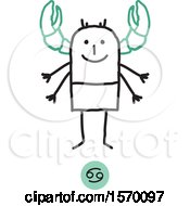 Clipart Of A Cancer Horoscope Astrology Zodiac Stick Man As A Crab Royalty Free Vector Illustration