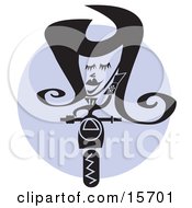 Cool Silhouetted Woman Riding A Scooter And Talking On A Cellphone Clipart Illustration