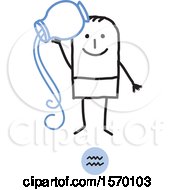 Clipart Of An Astrology Horoscope Astrology Zodiac Stick Man As A Water Pourer Royalty Free Vector Illustration