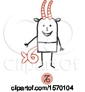 Poster, Art Print Of Capricorn Horoscope Astrology Zodiac Stick Man As A Sea Goat