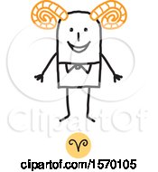 Clipart Of An Aries Horoscope Astrology Zodiac Stick Man As A Ram Royalty Free Vector Illustration