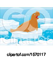 Clipart Of A Cute Elephant Seal On An Ice Floe Royalty Free Vector Illustration by Alex Bannykh