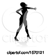 Poster, Art Print Of Silhouetted Female Dancer With A Reflection Or Shadow On A White Background