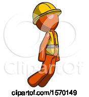 Poster, Art Print Of Orange Construction Worker Contractor Man Floating Through Air Right