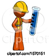 Poster, Art Print Of Orange Construction Worker Contractor Man Holding Large Test Tube