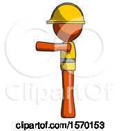 Poster, Art Print Of Orange Construction Worker Contractor Man Pointing Left