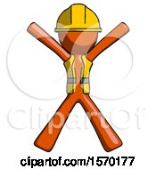 Orange Construction Worker Contractor Man Jumping Or Flailing