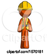 Poster, Art Print Of Orange Construction Worker Contractor Man Walking Front View