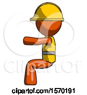 Poster, Art Print Of Orange Construction Worker Contractor Man Sitting Or Driving Position