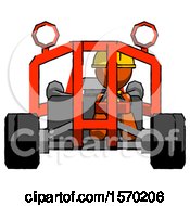 Poster, Art Print Of Orange Construction Worker Contractor Man Riding Sports Buggy Front View