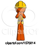 Poster, Art Print Of Orange Construction Worker Contractor Man Laugh Giggle Or Gasp Pose