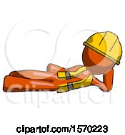 Poster, Art Print Of Orange Construction Worker Contractor Man Reclined On Side