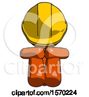 Orange Construction Worker Contractor Man Sitting With Head Down Facing Forward