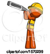 Poster, Art Print Of Orange Construction Worker Contractor Man Thermometer In Mouth