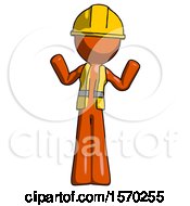 Poster, Art Print Of Orange Construction Worker Contractor Man Shrugging Confused