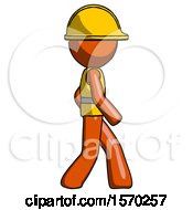 Poster, Art Print Of Orange Construction Worker Contractor Man Walking Right Side View