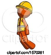Poster, Art Print Of Orange Construction Worker Contractor Man Floating Through Air Left