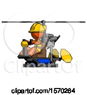 Orange Construction Worker Contractor Man Flying In Gyrocopter Front Side Angle View